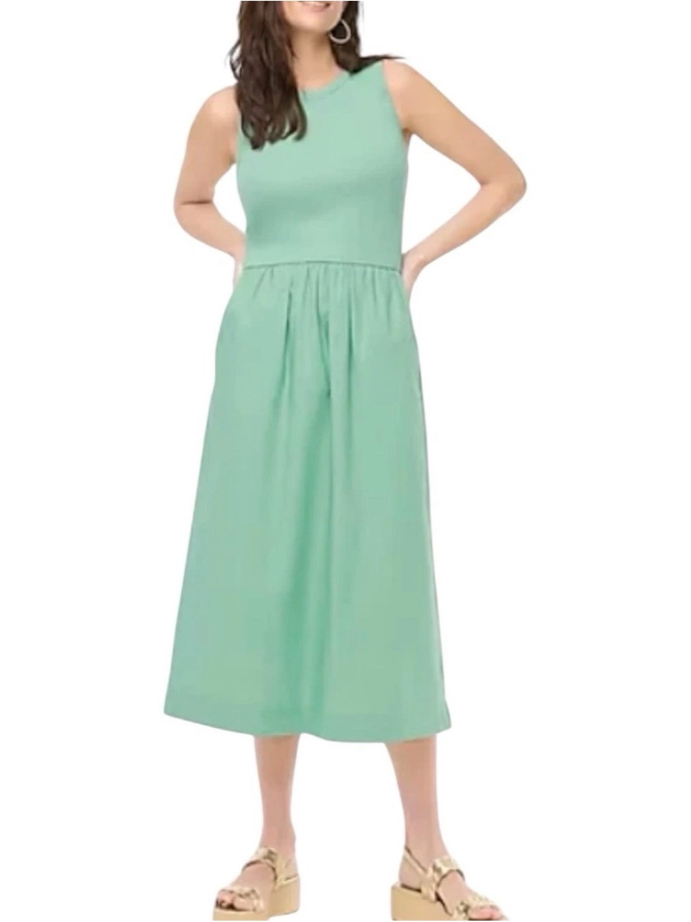 J. Crew Sleeveless Mint Midi Dress